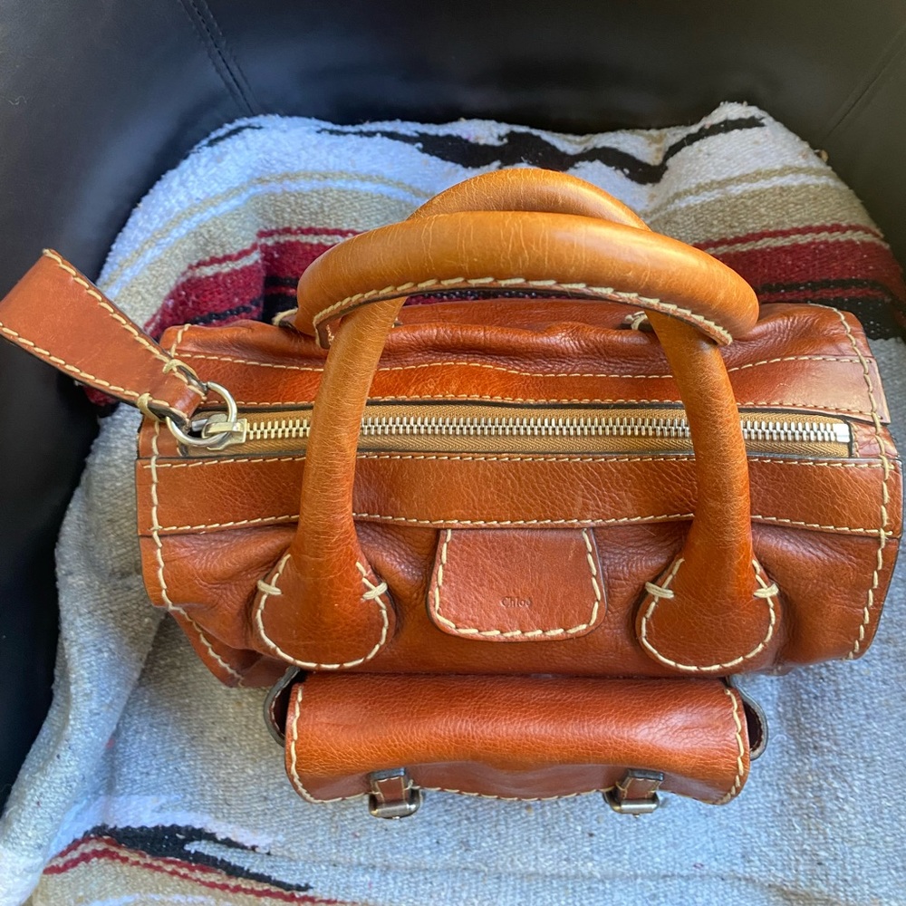 Authentic Chloe Brown Leather Medium Handbag/ Sat… - image 2
